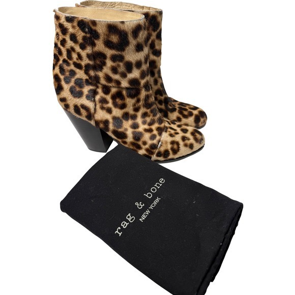Rag Bone newbury Leopard Print Calf Hair Ankle Boots - Picture 8 of 8